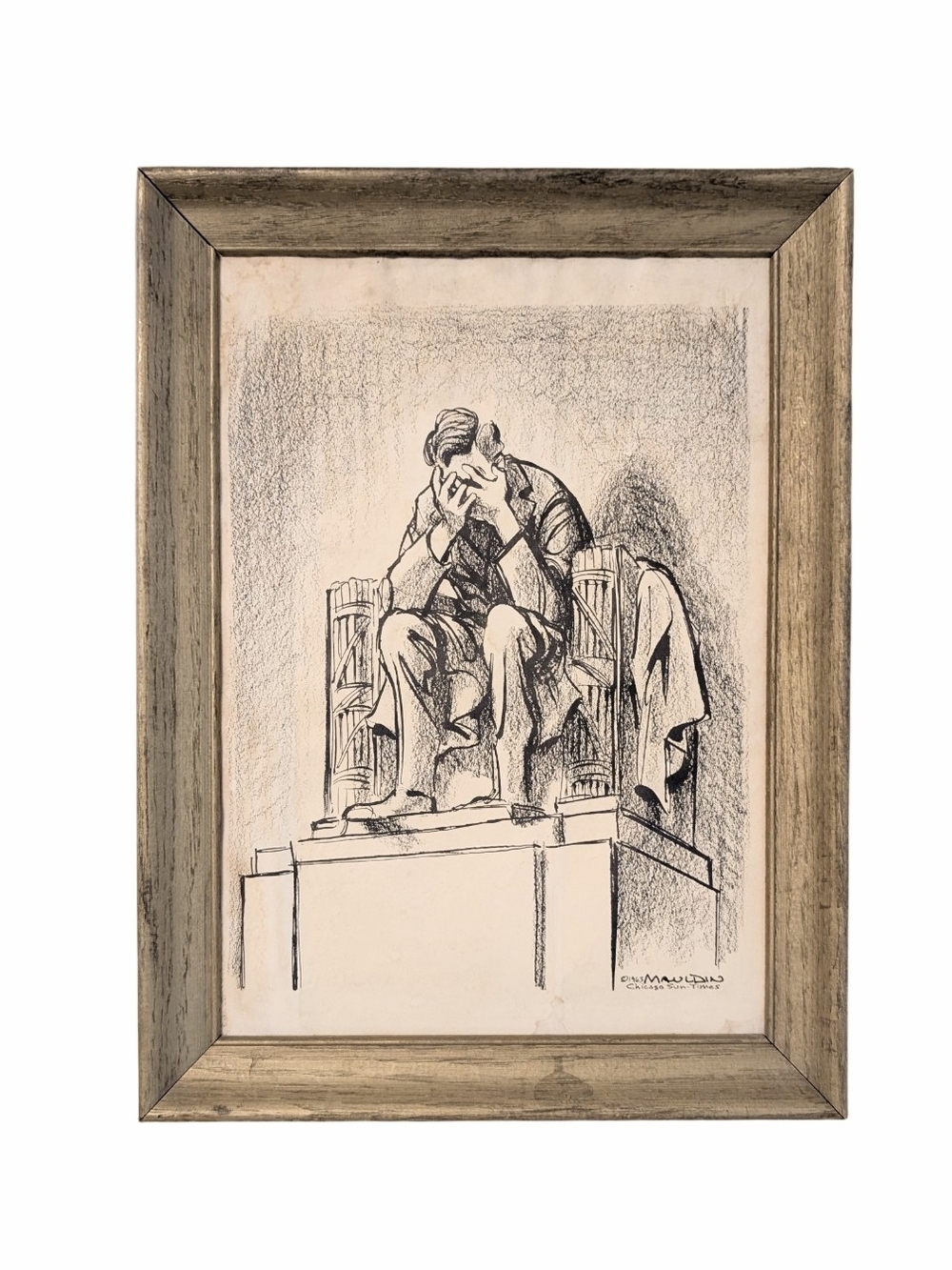 ​Iconic Bill Mauldin "Lincoln Mourning JFK" Editorial Cartoon Framed Print